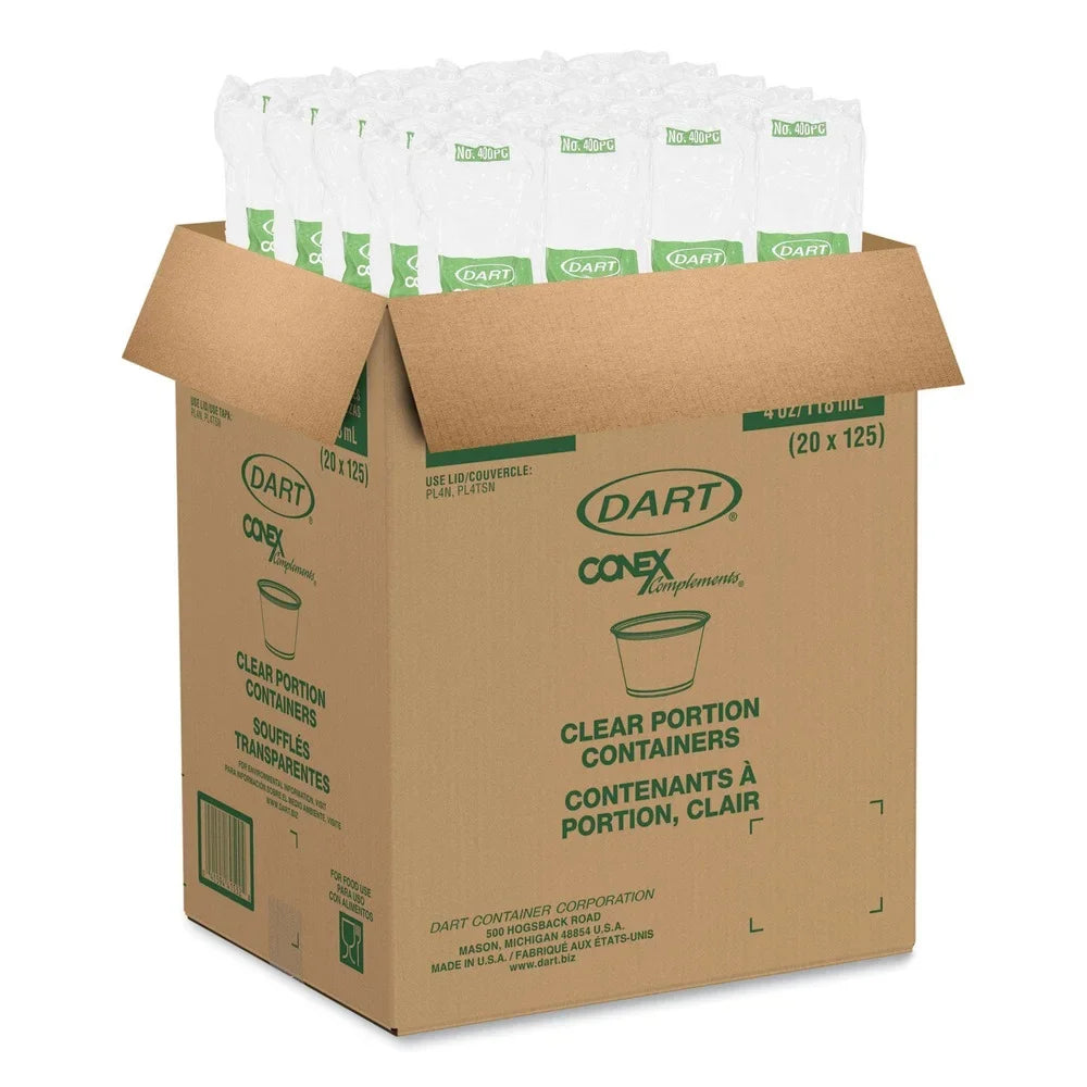 oz. (2500/Carton)] Portion Dart Complements - Polypropylene Conex Clear 400PC Containers 4