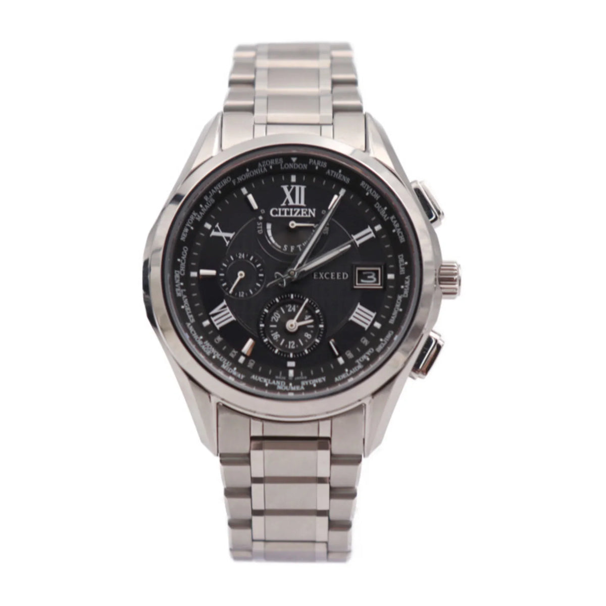 EXCEED Silver Titanium Radio Dial Citizen (Good) Eco Exceed Solar Pre-Owned H820-T023916 Drive CITIZEN Watch