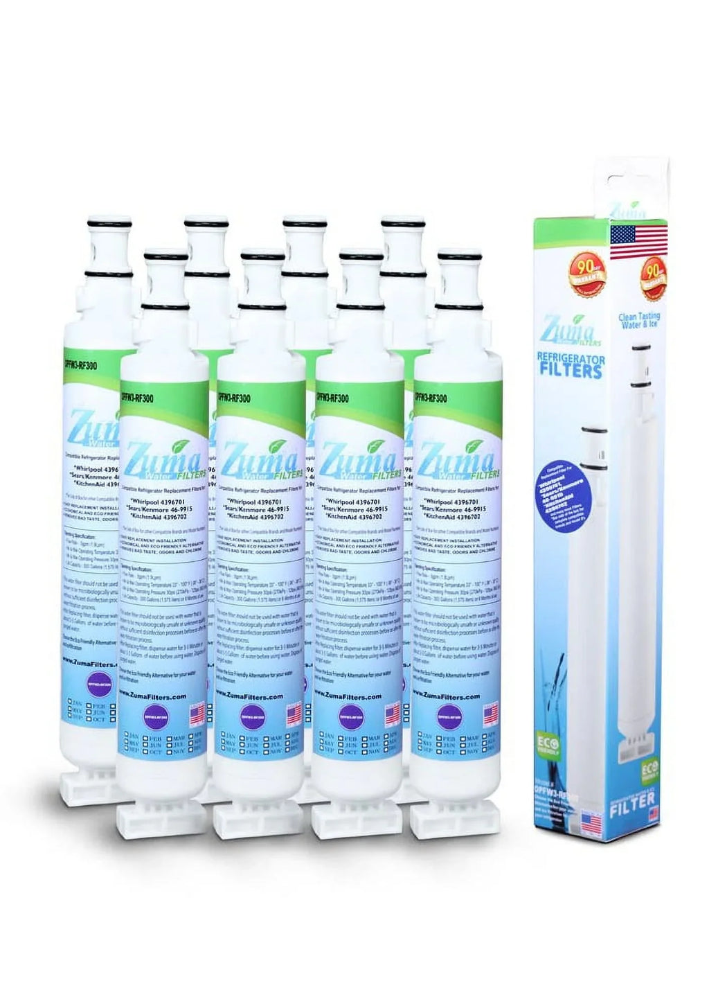 Whirlpool® Brand , 2301706 with , Model ZUMA and # Compatible - Pack 8 Water OPFW3-RF300 Ice U.S.A. - Made in , Filter