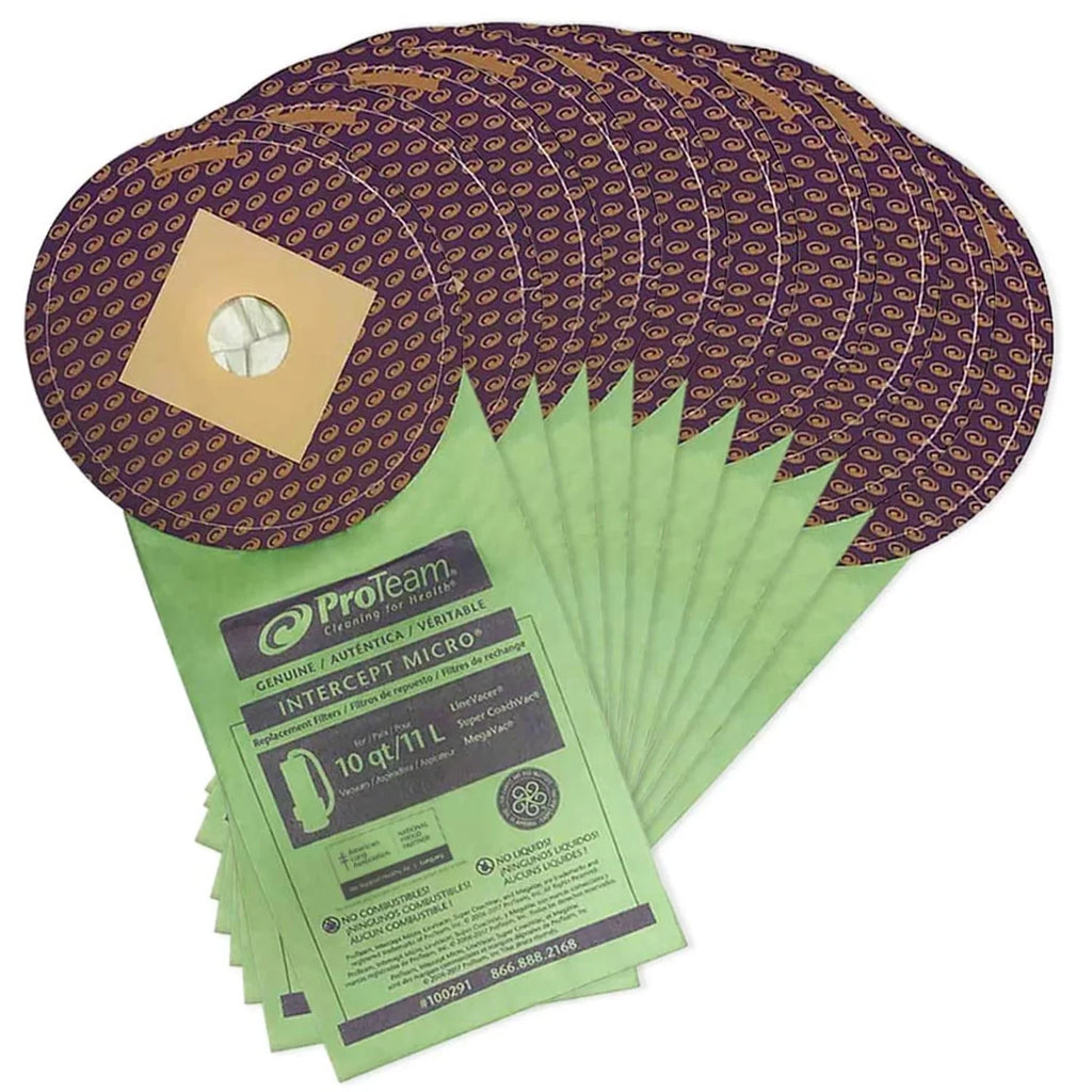 Qt Micro Capacity Pack Closed Bags, 100291 ProTeam Intercept 10 Collar 10 Filter