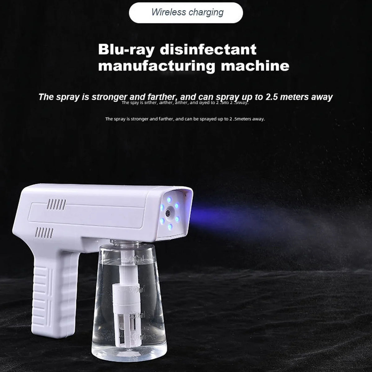 Spray 3-in-1 Maker, Electrolysis Blue Gun Disinfection Water NaClO and Generator, Light Disinfectant