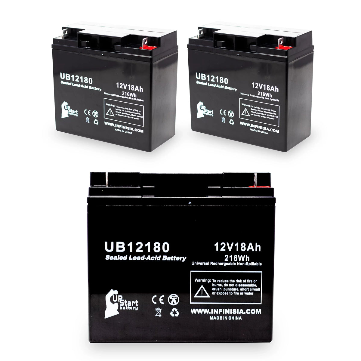 CF12V18 AGM, Replacement 3x Lead SLA) Eagle T4 Pitcher 18000mAh, Pack - Battery UB12180 18Ah, - Terminal, Battery Sealed (12V, Acid Universal Compatible