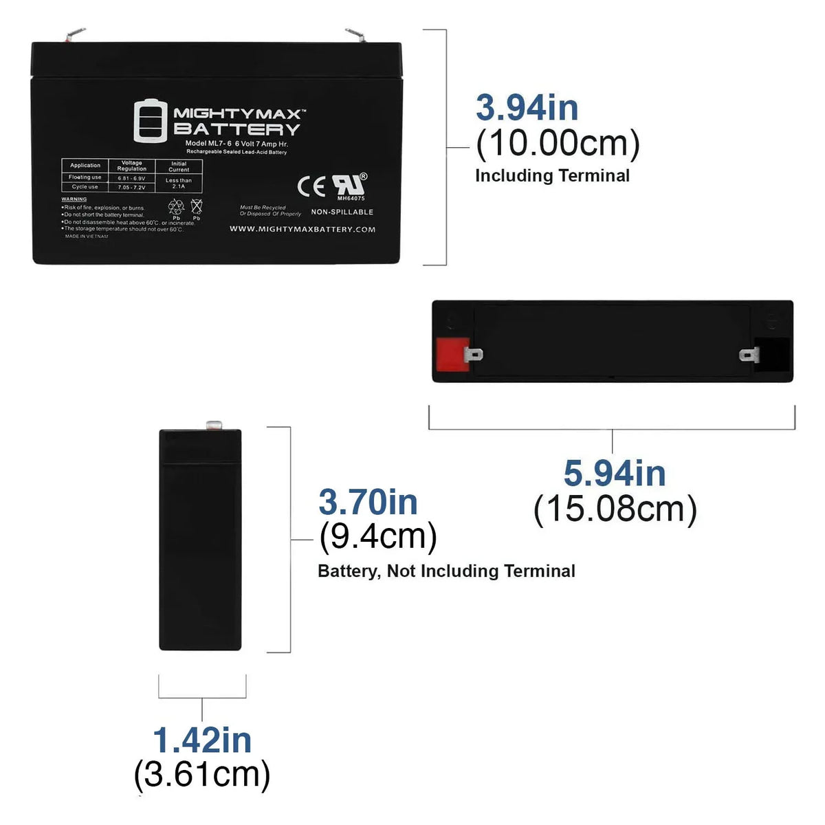 MM-GB81A - 6V Battery Pack Motos SLA 12v 2 for F1 Mini 7Ah Go-Kart