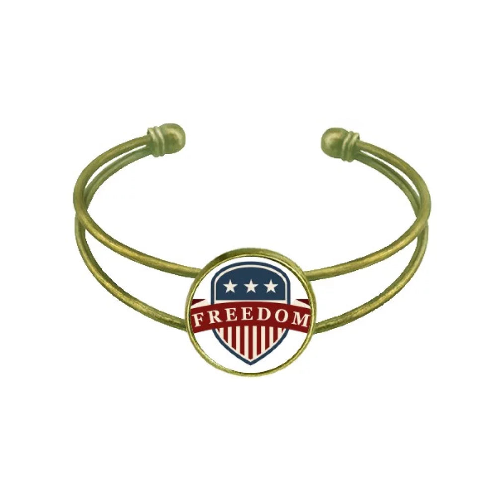 City America Cuff Retro And Stripes Bracelet Jewelry Shield Open Stars Bangle