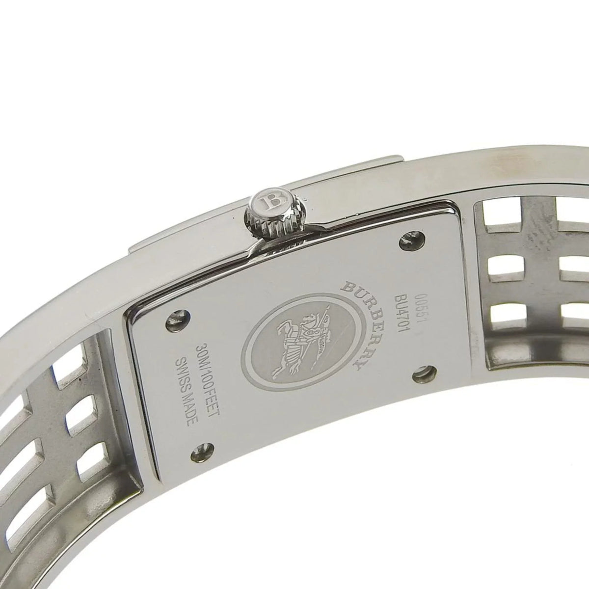 Brown Steel BU4701 Display BURBERRY Ladies Analog Heritage (Fair) Dial Pre-Owned Burberry Quartz Silver Bangle Stainless Watch