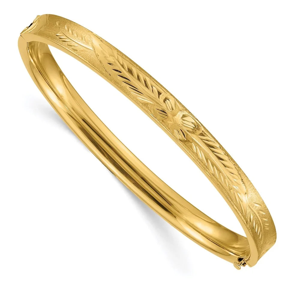 Hinged Diamond-cut Bangle Concave 14k Bracelet QCC4/16 4/16