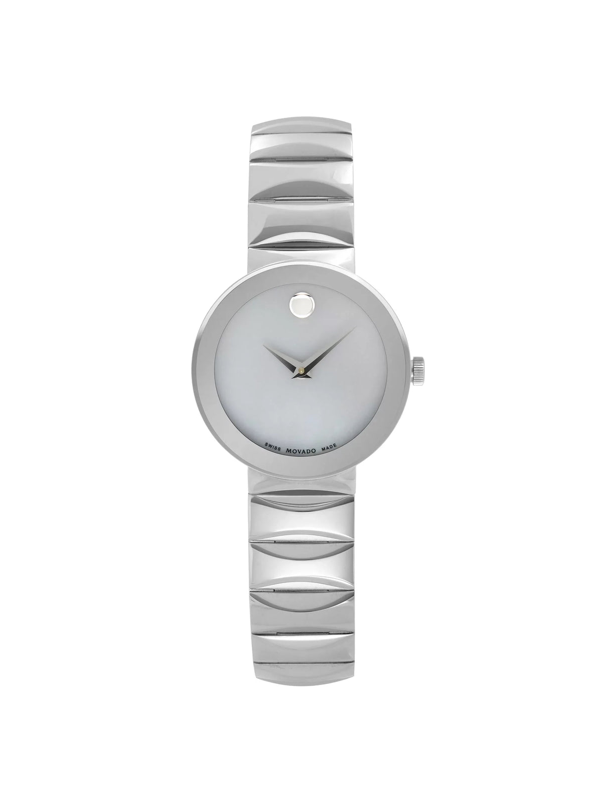 MOP Steel 0607048 Ladies Sapphire Quartz 26mm Grey Watch Dial Movado Museum