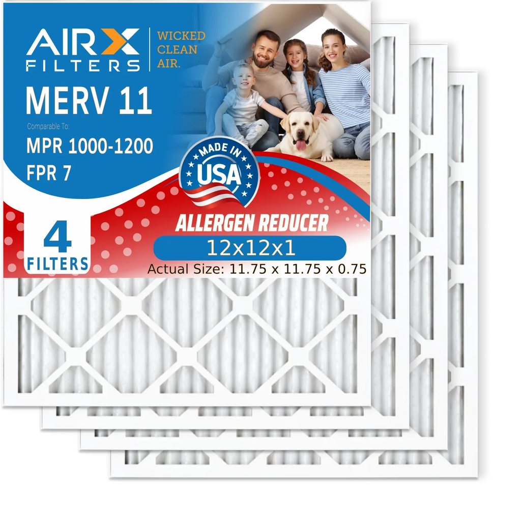 AIRX Air 1200 AIR. 12x12x1 FPR MERV Comparable USA MPR 7 FILTERS Pleated CLEAN Made WICKED by 1000, to 12x12x1 MPR Conditioner Premium Filters Filter HVAC Air Filter & Electrostatic Pack 4 11 Furnace