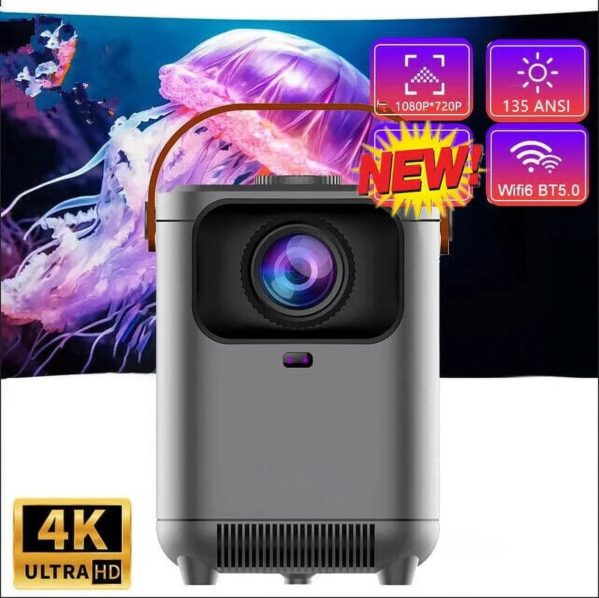Gaming 5G Support Cinema Theater LED HD 4K Home WiFi LEXKUYI Movie Projector Bluetooth Projector