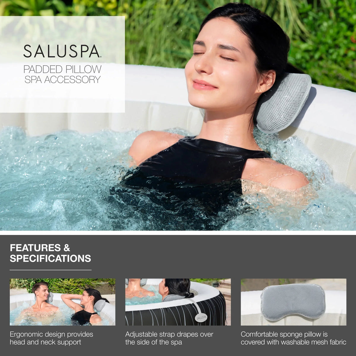 w/2 Inflatable SaluSpa Seat Tub 2 Pillows Bestway Cancun & Hot Spa SaluSpa