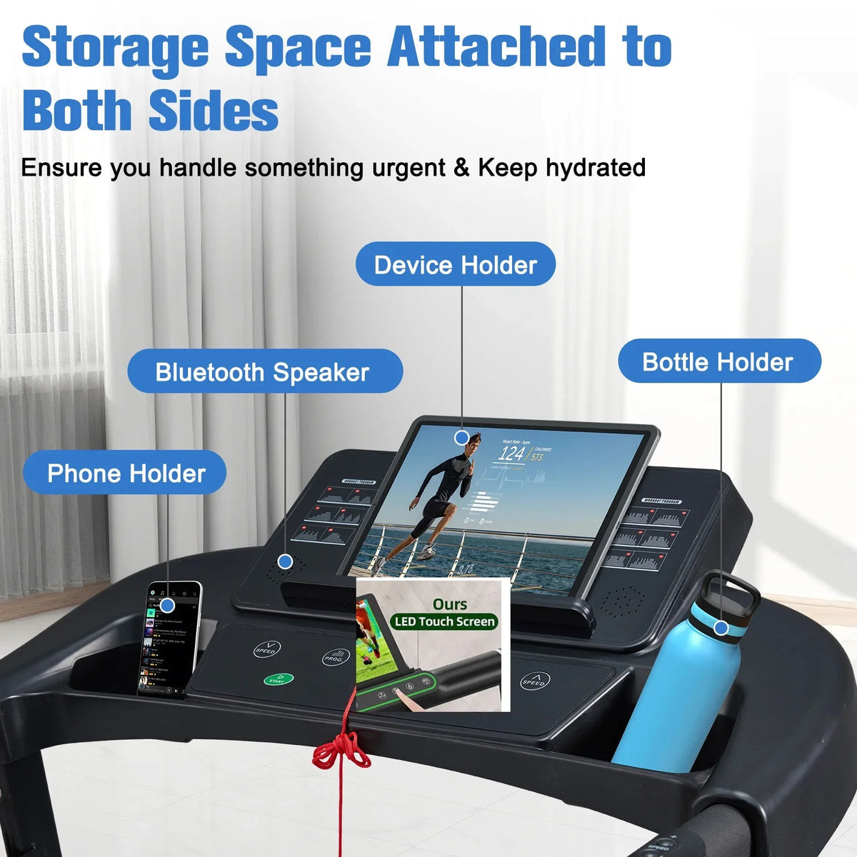 0.5-7.5mph, Treadmill 220lbs Sports Pad, Walking Relife with Foldable Incline
