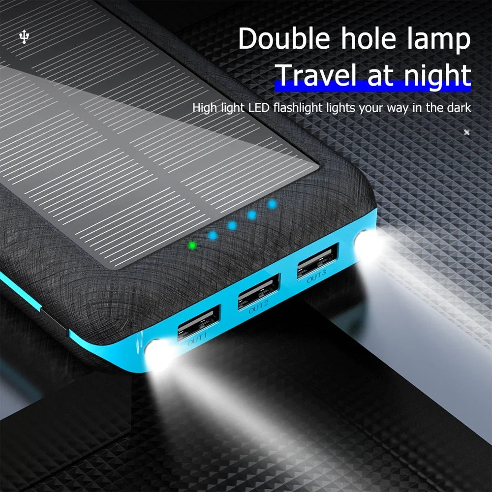 Capacity Large Lights Power 20000mAh Charger Bank Decor Mobile Supply Portable Solar Power Ponyta LED USB Dual Xmas 3 with