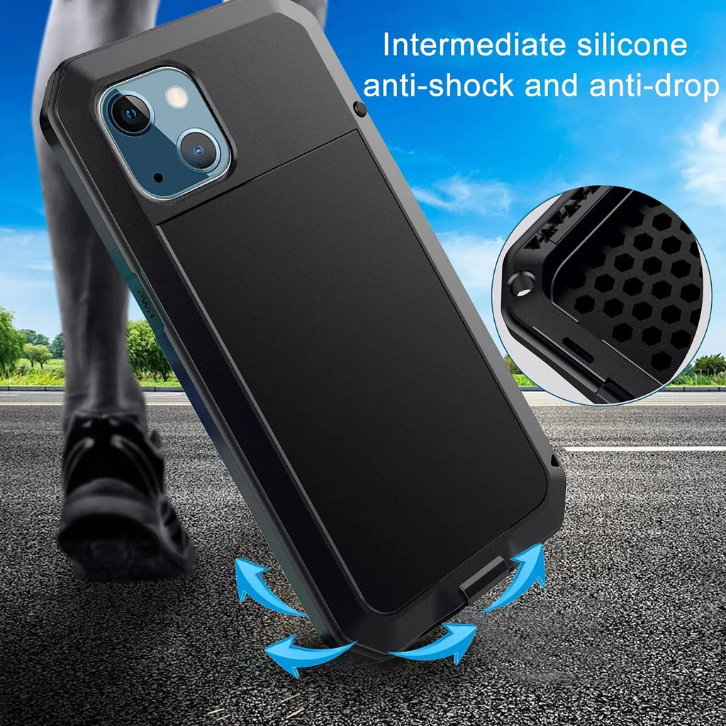 13 Shockproof Glass Scratch Grade Pro Military Aluminum (Red) Protection, and Rugged Outdoor Metal Duty Case Travel Gorilla Resistant Heavy iPhone
