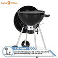 with Chromeplated for Outdoor Charcoal Picnic and BBQ Grate, Lid 18-inch Ash Porcelain-Enameled & Bowl, Grill Patio Catcher Kettle BBQ Camping, Sophia William