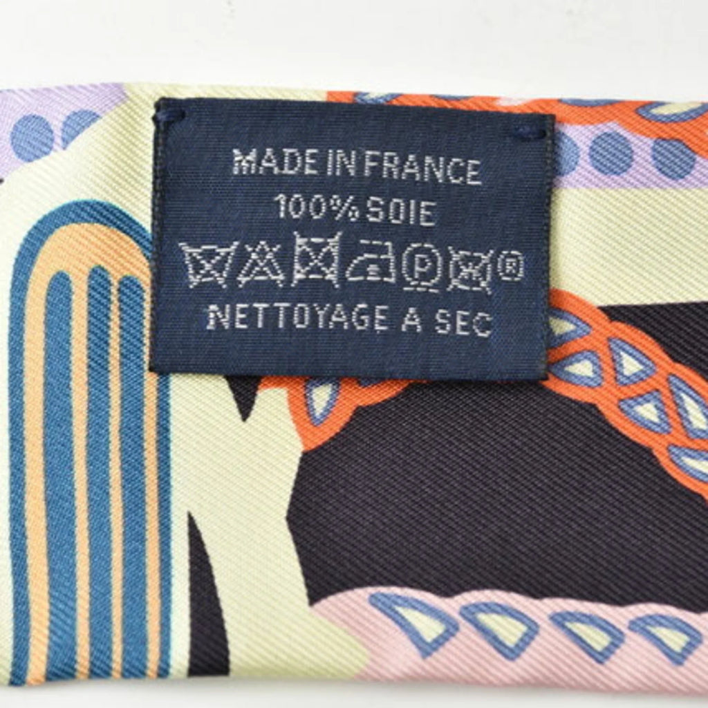 Orange Blue Light Twilly Muffler Silk Scarf (Good) Purple HERMES Pre-Owned Hermes Twill
