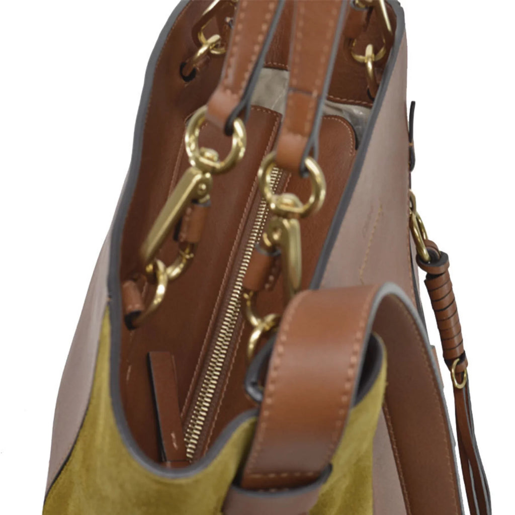 Leather (Good) Chloé Brown Chloe Shoulder Khaki Bag Ladies Pre-Owned Suede 2Way Gold