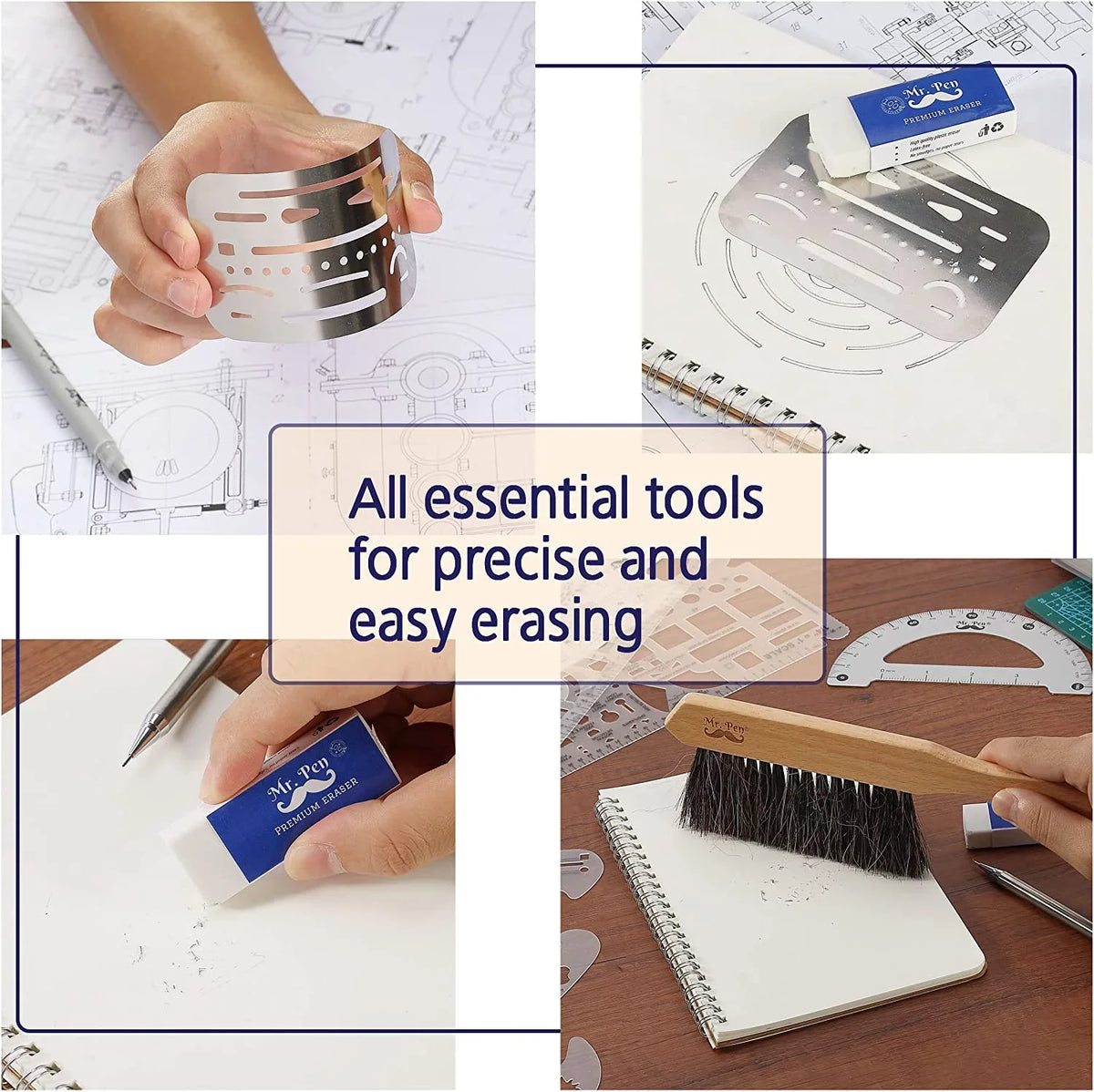 Set, Protractor Set, Compass Professional Set, Drafting Pen- Architect Mr. and Tools Geometry 17 Pcs,