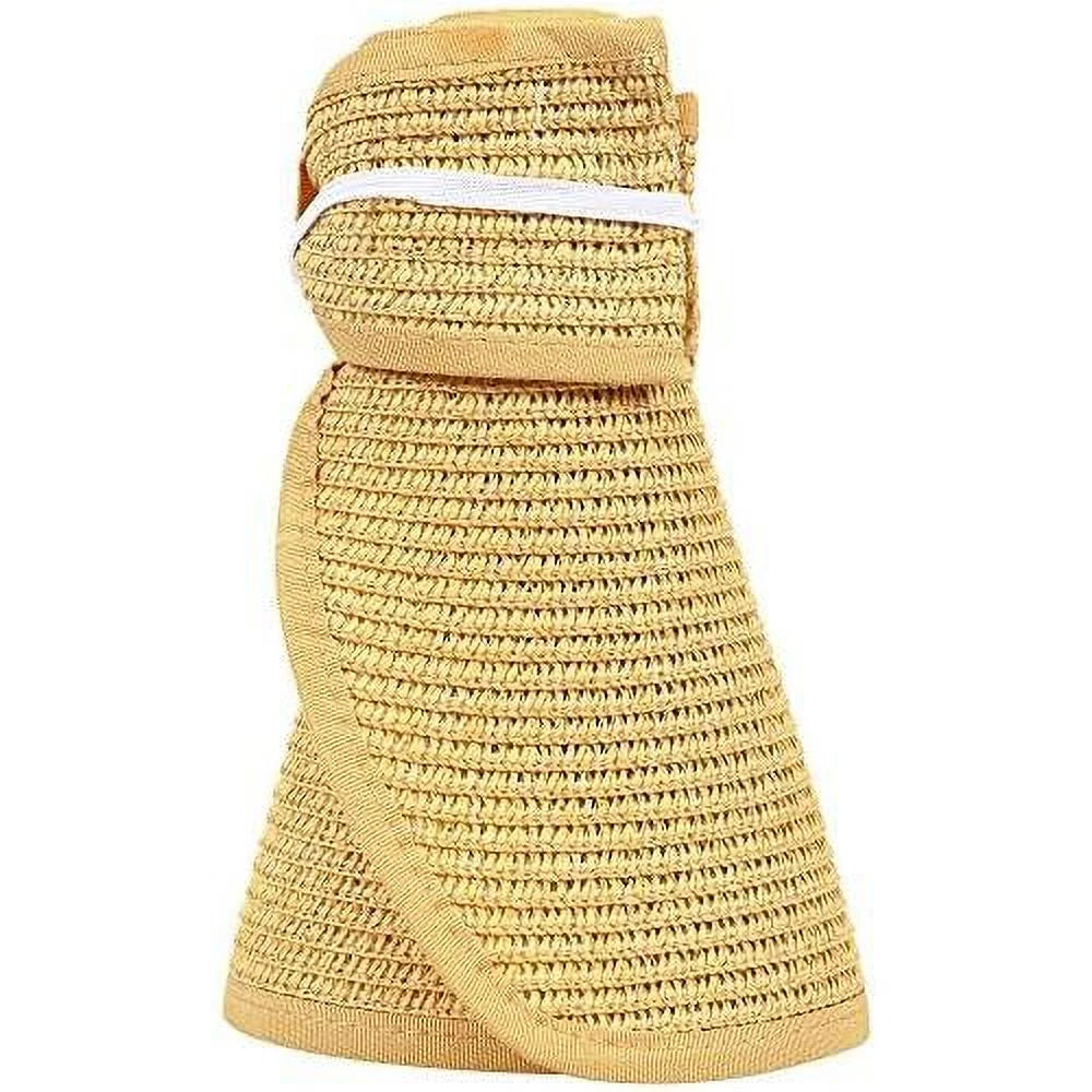 Visor Brim Roll Hat Straw Ribbed_Beige Up Sun Wide