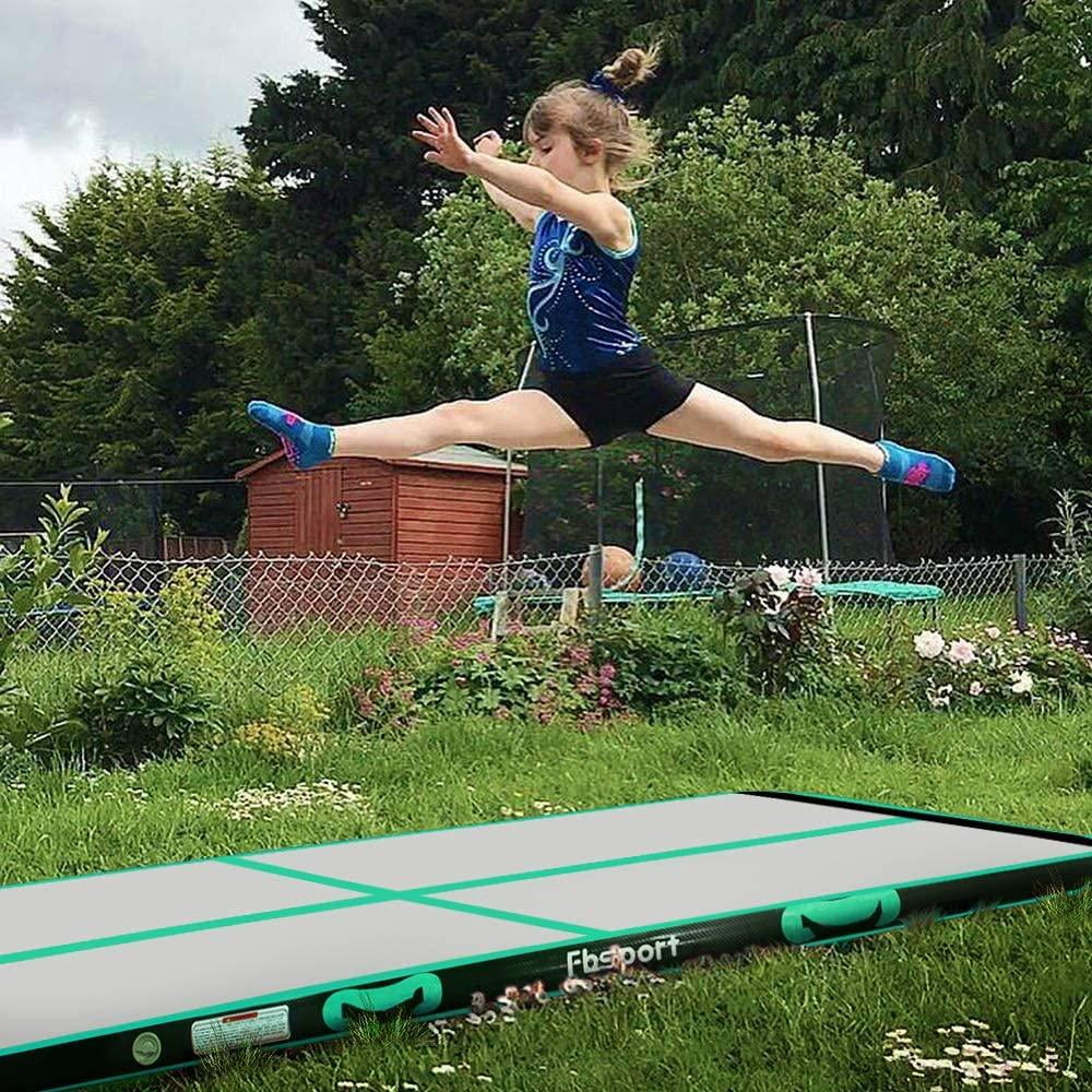 Tumbling Air Mat, FBSPORT Mint Inflatbale Mat, Material Carbon Gymnastic Green 20ft Fiber Track Exercise