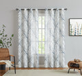 Panels Window Living for Gray White Curtain Blue Branches for Grommet, Decoultimatex Semi Linen Print Bedroom, 52"x84"x2 Sheer Room Drapes Textured Tree Sheer Set Curtain