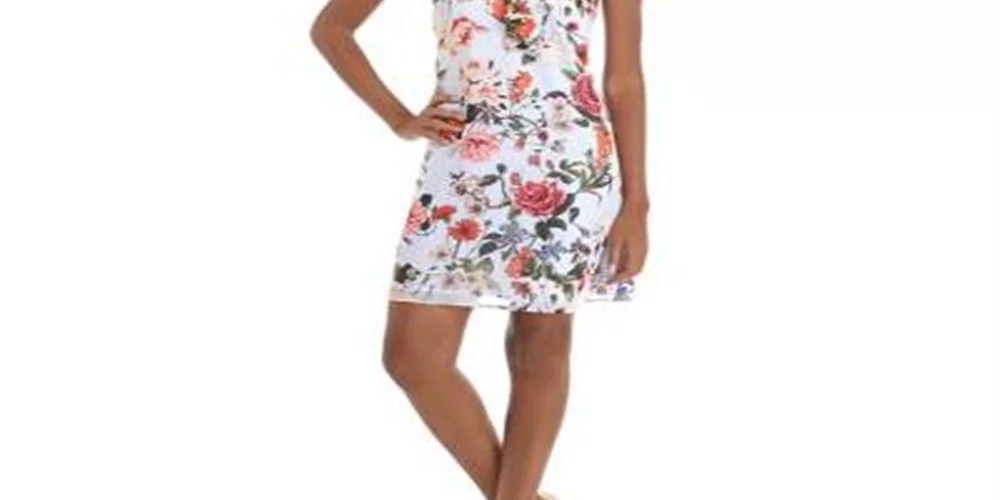Chiffon 12 Pink Camuto Bow Vince Size Neck Women's Printed Float