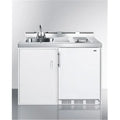 wide storage 2-burner cooktop, sink, refrigerator-freezer, kitchenette with 115V cabinet smooth-top all-in-one 48" and