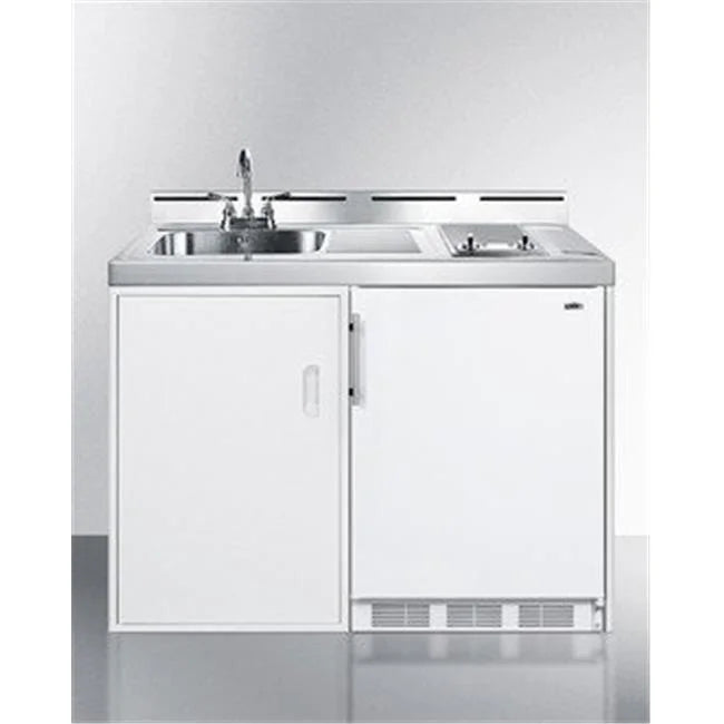 wide storage 2-burner cooktop, sink, refrigerator-freezer, kitchenette with 115V cabinet smooth-top all-in-one 48" and