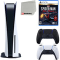 5 (Sony Version PS5 Bundle with Playstation Midnight Cloth Controller, Extra Disc) Microfiber Sony Marvel's Ultimate Edition Cleaning Miles Disc Spider-Man: Morales Launch and