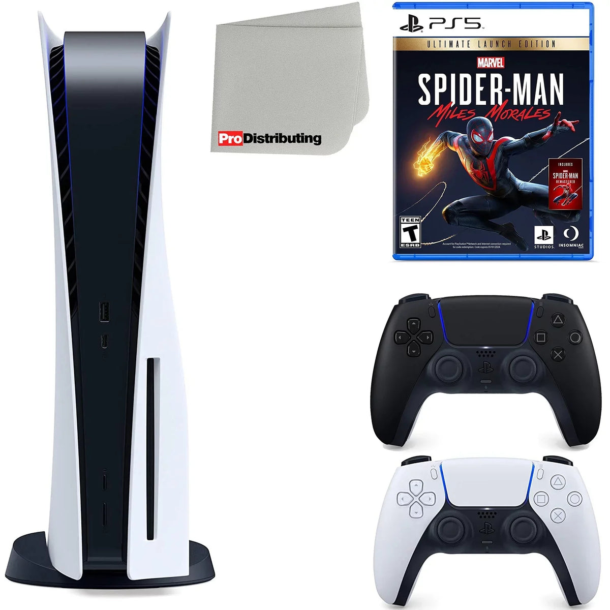 5 (Sony Version PS5 Bundle with Playstation Midnight Cloth Controller, Extra Disc) Microfiber Sony Marvel's Ultimate Edition Cleaning Miles Disc Spider-Man: Morales Launch and