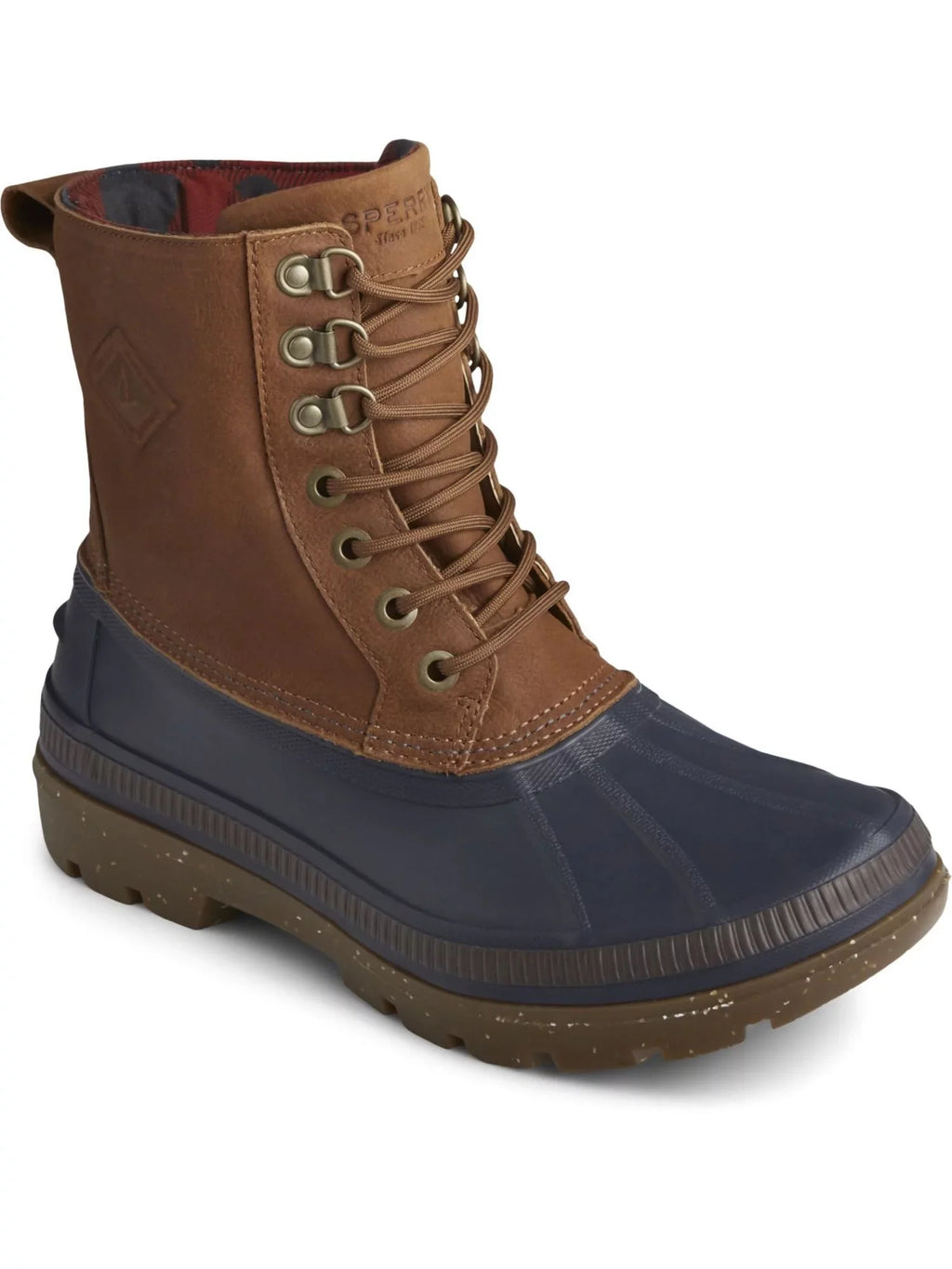 Waterproof Toe Round Duck Mens Bay Brown Lace-Up 7 SPERRY Boots Ice