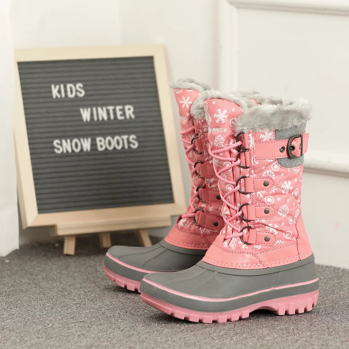 Shoes Pairs Dream Up Boots 12 Boots Boys Waterproof Lace Ankle Winter Size KRIVER-1 Snow PINK Girls Warm