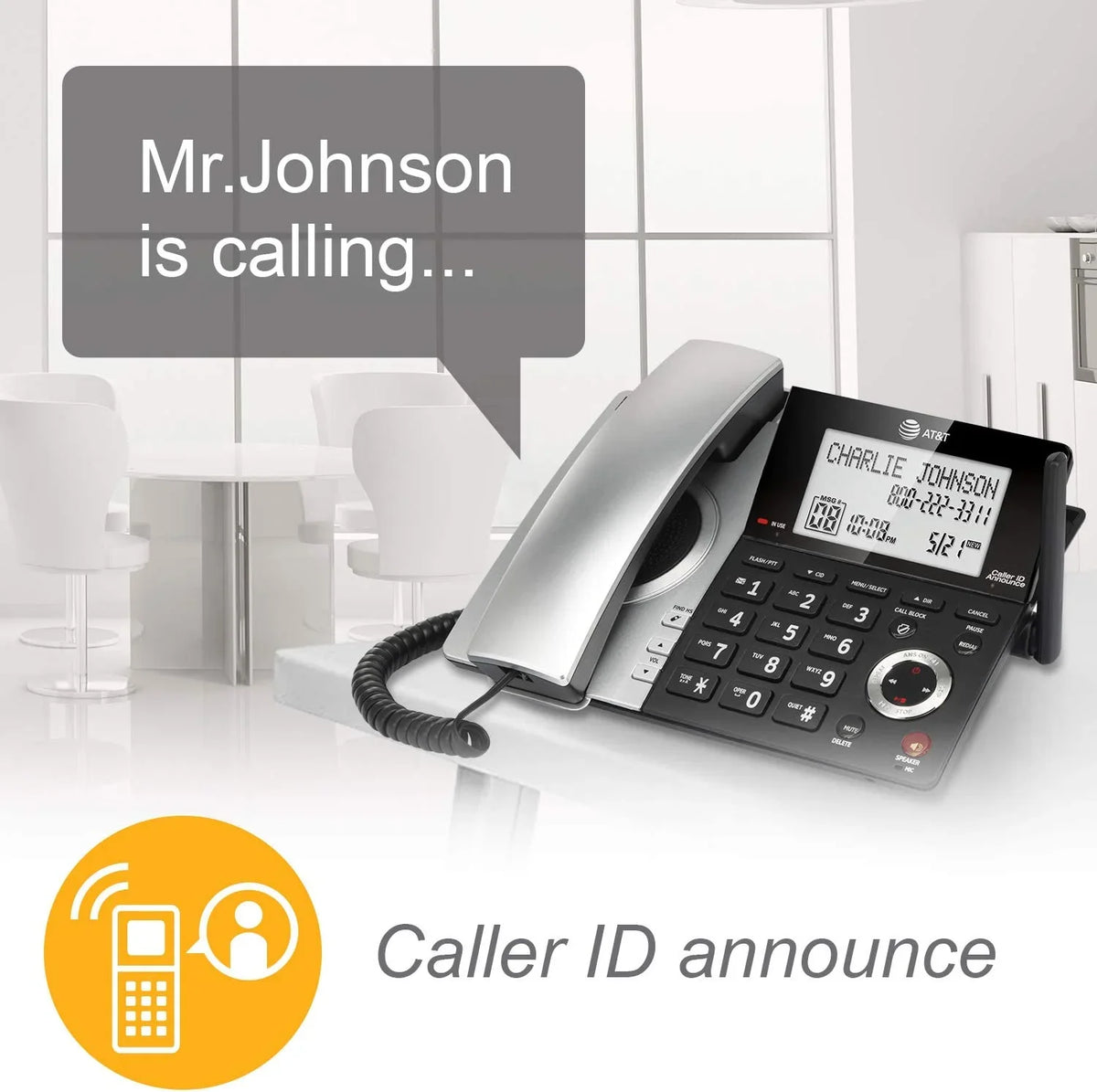 DECT 6.0 Corded/Cordless /Silver CL84107 Blocker, Handset Phone with 1 AT&T Expandable with Call Smart