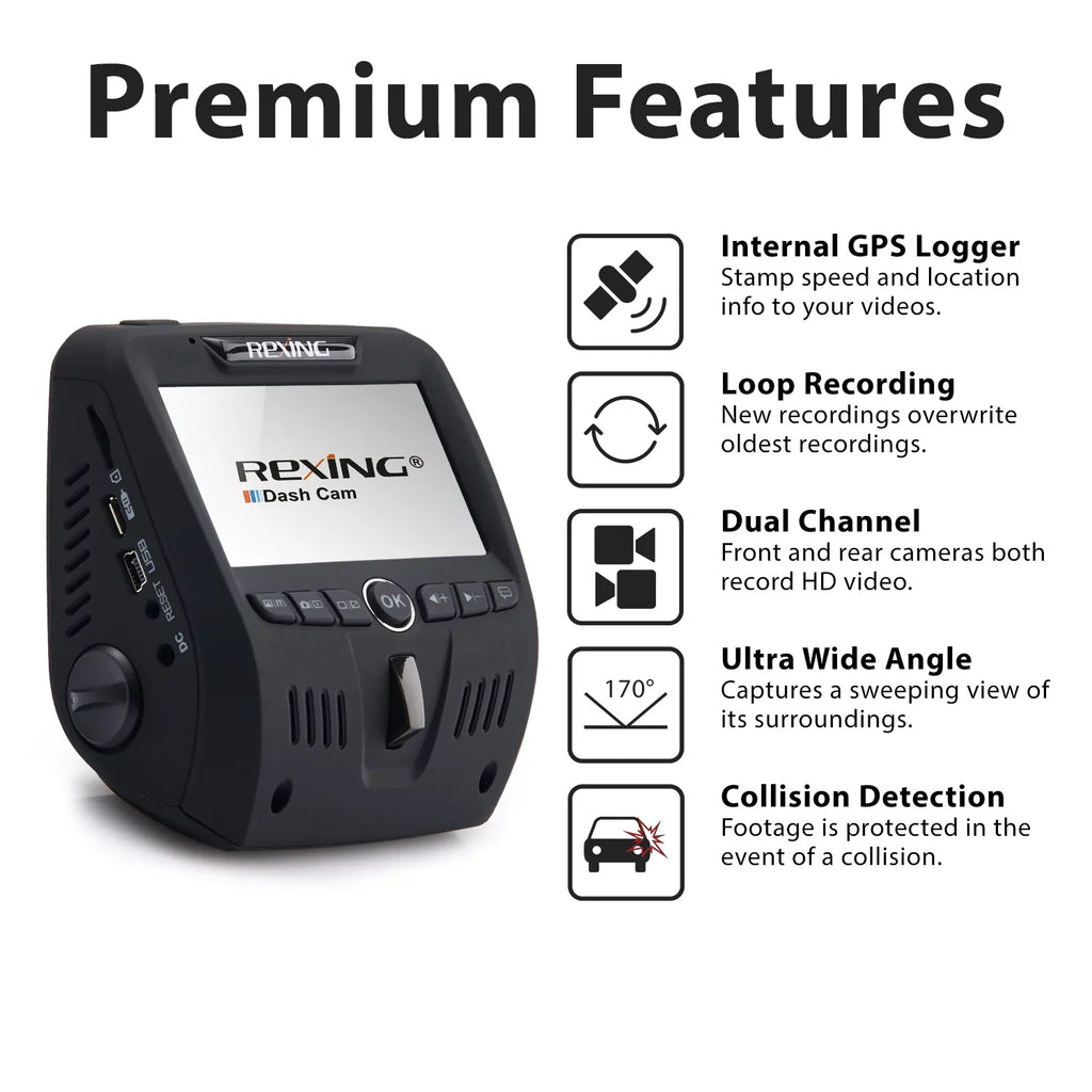 V1LG Dash 1080p Rexing Car Channel Dual FHD Cam