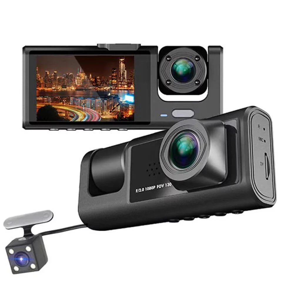Dual Front/Rear/Inside Car Kqiang Dash HD Cam 1080P G-sensor Camera Lens Video Recorder