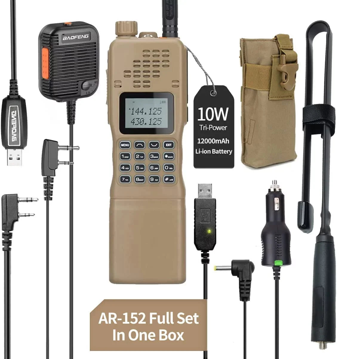 AR-152 Antenna Tactical Range Accessories 10W Radio for and Walkie Full Adults,Long Way Talkies Rechargeable with Tactical Grade Radio Military Two Radio Mic Speaker Ham