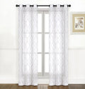 Regal Collections 2 Semi Sheer Curtain Pack: Home Embroidered Gray Panels - Quatrefoil Grommet
