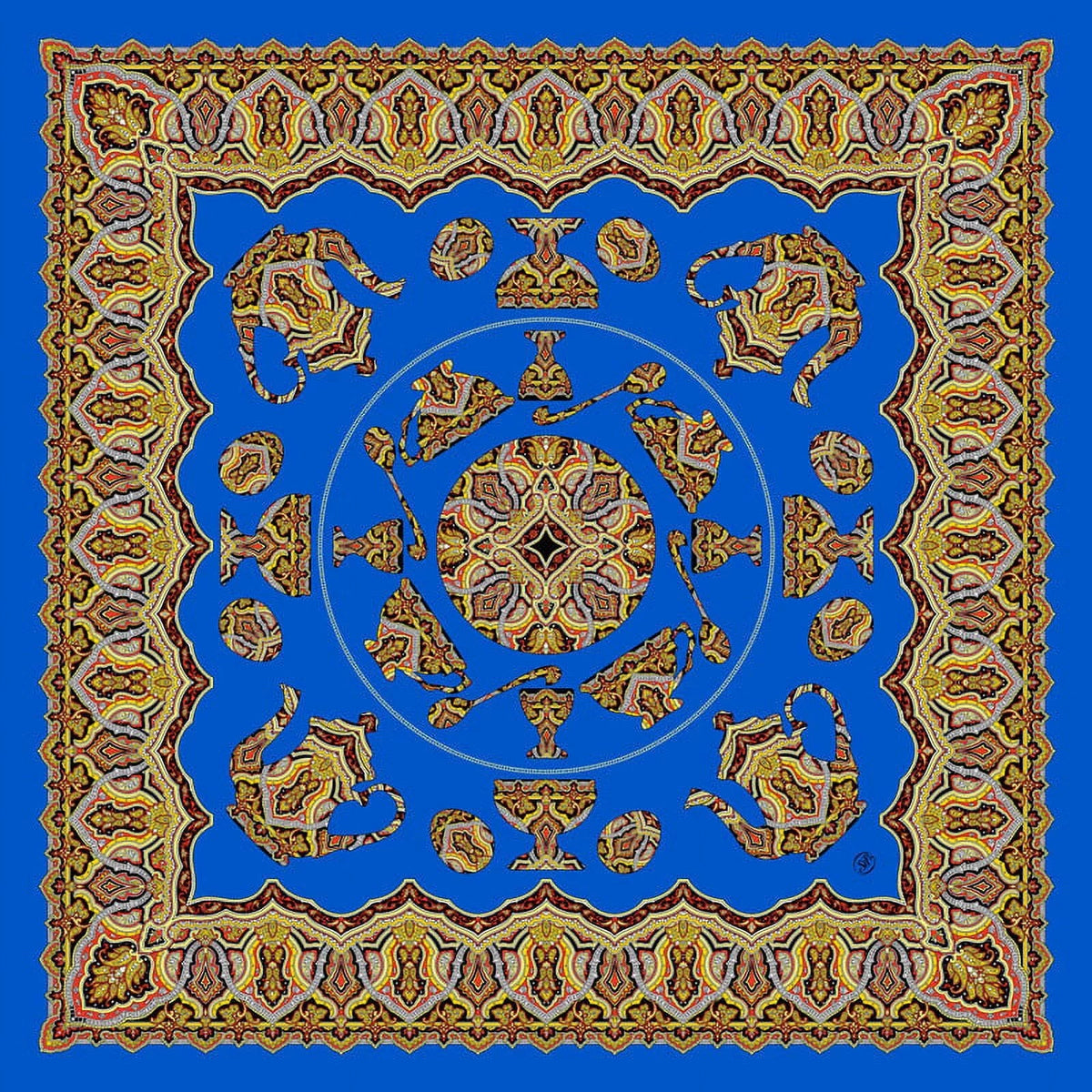 blue Noble inch Silk of Shawl 6x36 Dark Heritage Traditions Silk Faberge Shawl Square