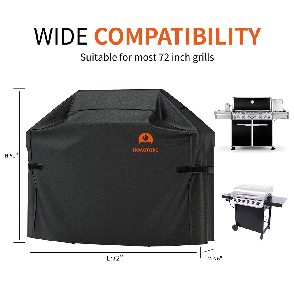 Rip 51" Weather Cover, Fabric Resistant, weber,Brinkmann,Char Broil L W for 26" Resistant, Oxford Grill 600D Water x & Cover & Resistant)(72" x H, ) Dust etc.(UV BBQ Roastove Grill Heavy Duty