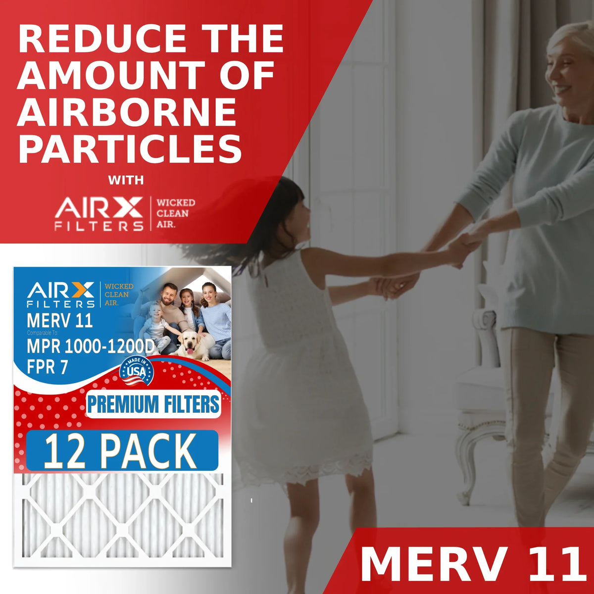 MPR 11 MPR to AIRX 24x24x2 Made in FILTERS Comparable & Pack 7 Rating, AIR. Filters WICKED 12 1200 USA Filter Furnace by MERV Air of FPR - 1000, CLEAN