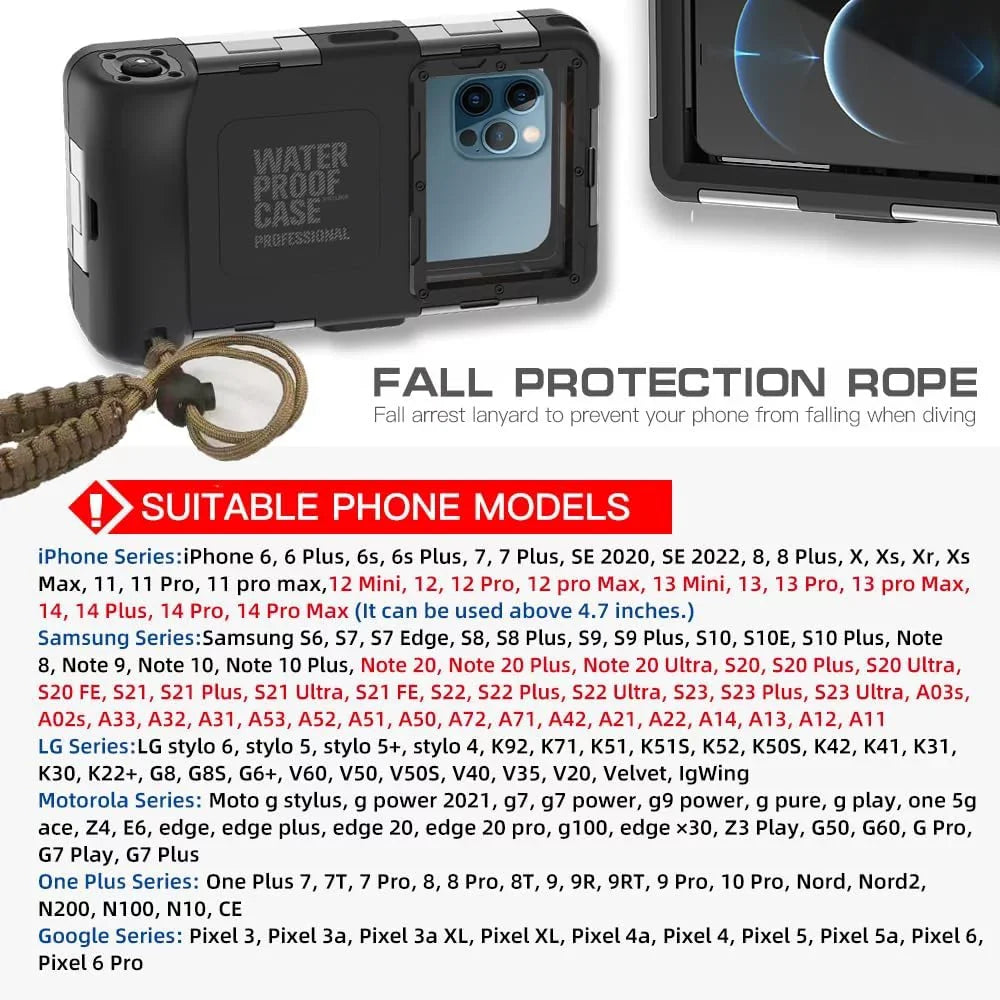 Mini 14/13/12/11 Professional Max Plus [15m/50ft] iPhone Cover(Blue) Note10/9/8/S10/9/8 Pro Waterproof for Diving Xr/X/Xs/Samsung Case Phone Video Snorkeling Photo Ultra Underwater Galaxy