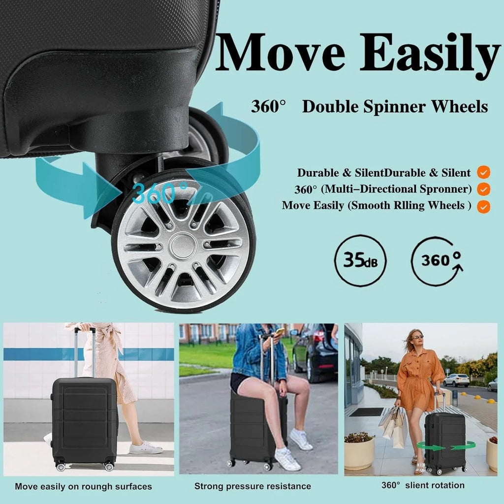 Wheels Sets inch Code Sets Suitcase and Lock Suitcase Hardshell ABS/PC 3 20'' () 28 Luggage Lightweight Travel 24'' Piece Spinner with Durable
