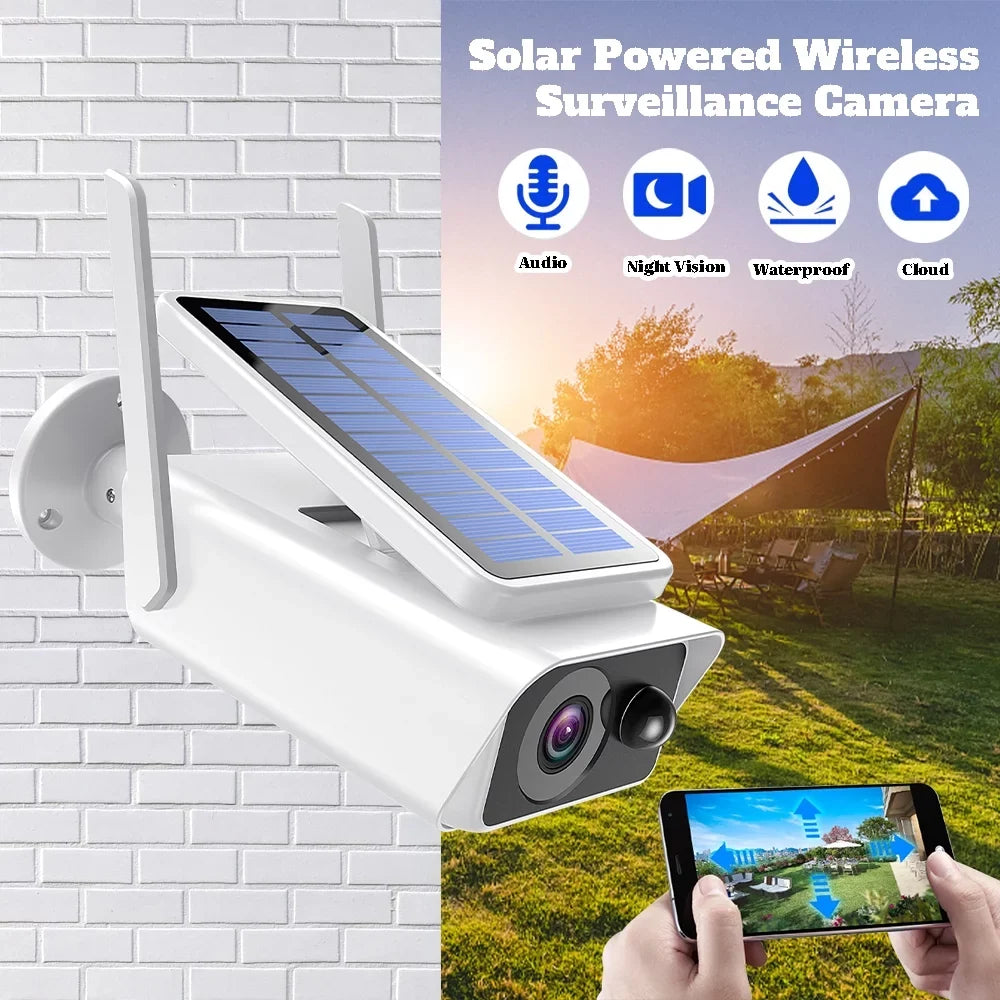 Panel, DFITO Security Cameras Night with Detection, Talk, Camera White Solar PIR Vision,Waterproof, Wireless 2-Way Outdoor Outdoor, Security Solar