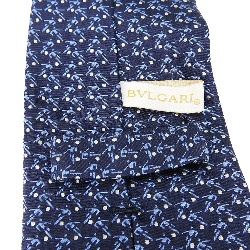 (Good) Necktie Pre-Owned Navy Blue Silk BVLGARI Men's