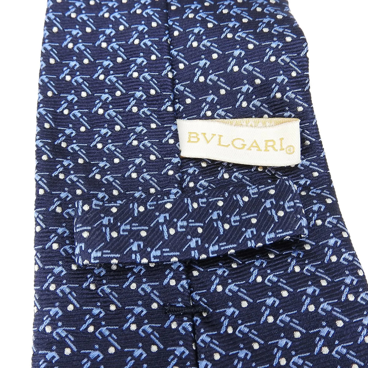 (Good) Necktie Pre-Owned Navy Blue Silk BVLGARI Men's