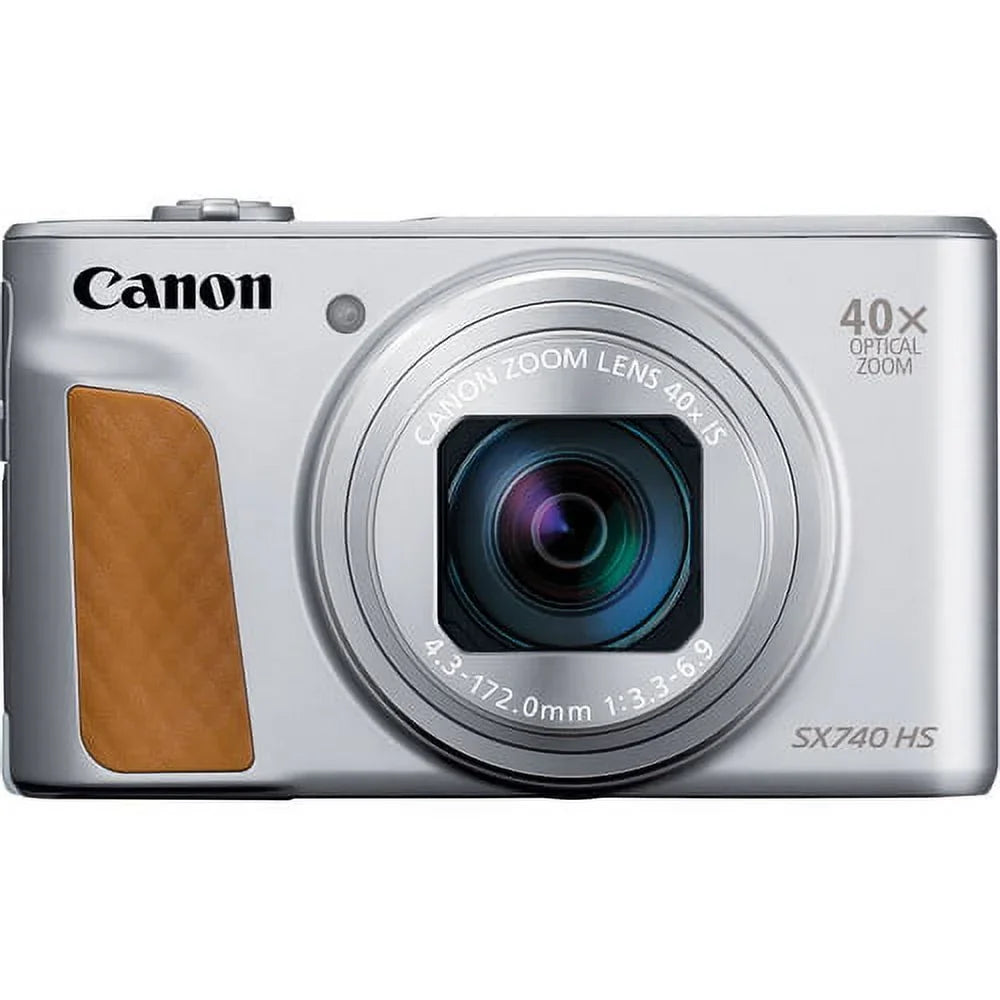 HS Premium Batteries with Tripod Camera Canon PowerShot Card + 2 + Camera GB Case (Silver) SX740 + Digital 64