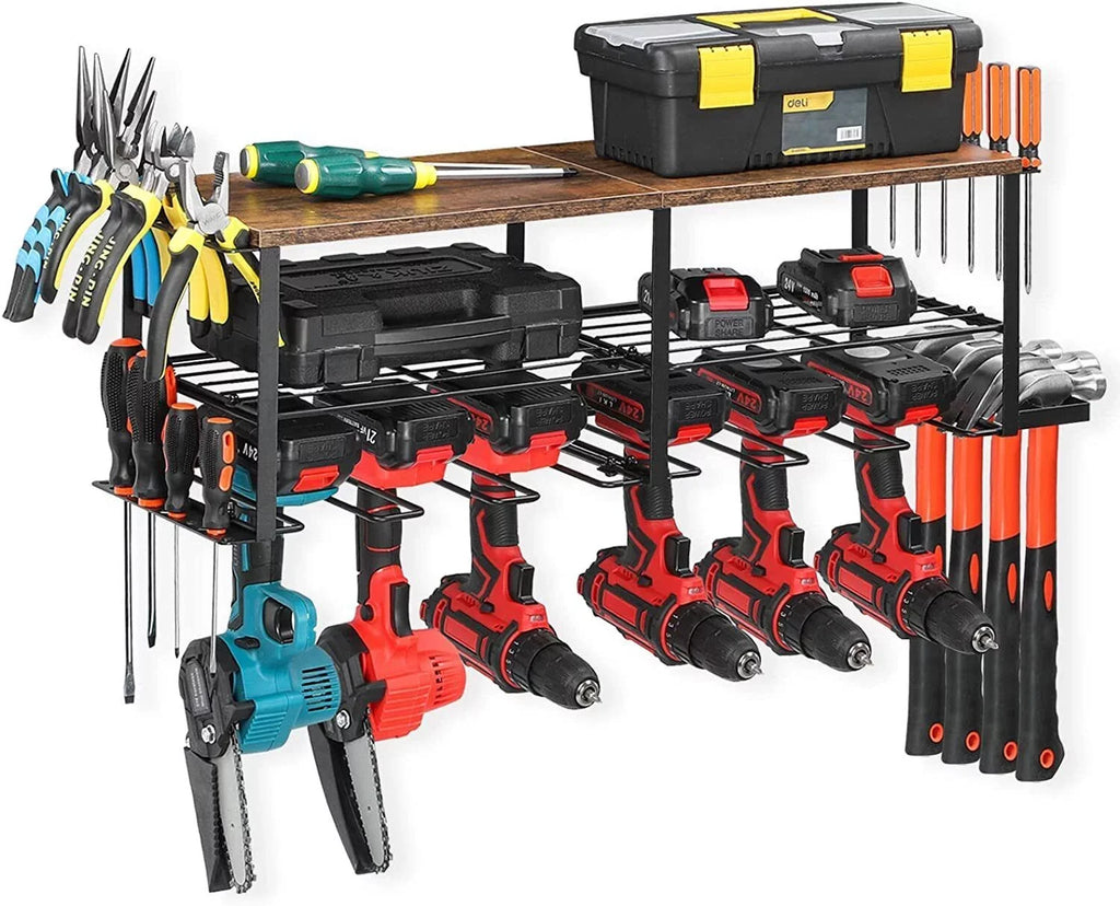 Holder 6 Heavy Mounted, Tool Power Storage Duty Organizer, Shelf Drill Rack Wall