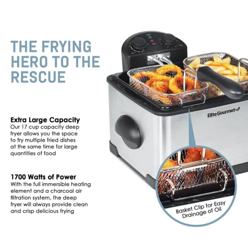 Deep 3 Elite with EDF-401T baskets Platinum Dual 4Qt. Fryer