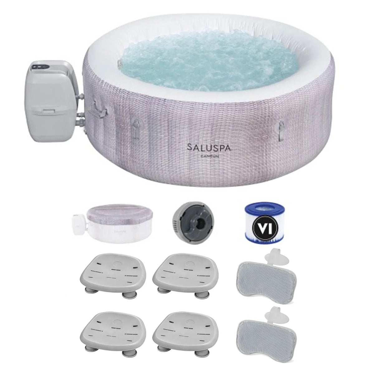 w/2 Inflatable SaluSpa Seat Tub 2 Pillows Bestway Cancun & Hot Spa SaluSpa