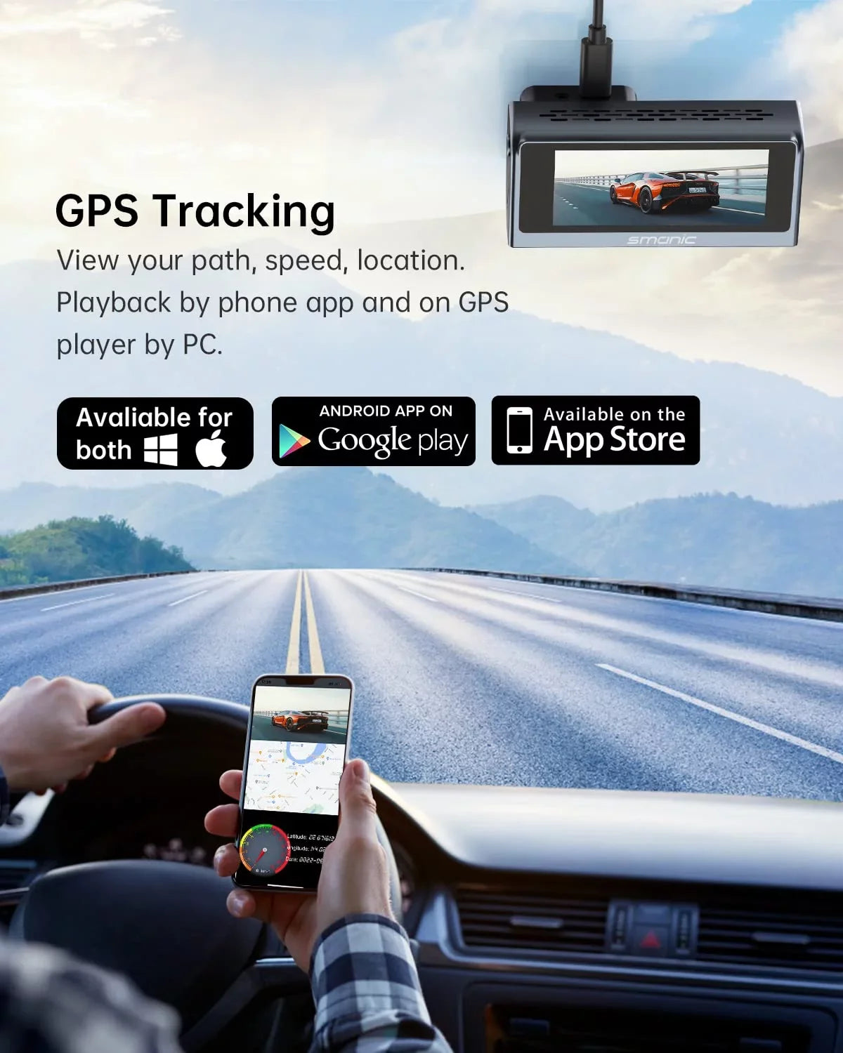 Car Parking Night Dashboard Built Camera IPS Loop GPS Smanic WiFi Mode, Angle, Front, Recorder Screen, Dash for 4k Cam Recording Dash 170° WDR,24H Cars Wide Vision, with 3.16”