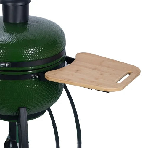 4-in-1 Pellet with Ceramic Gridiron Grill Patio,Green Outdoors diameter Liner Smoked BBQ 24" Roasted Double Ceramic for 19.6" Pan-roasted MADETEC